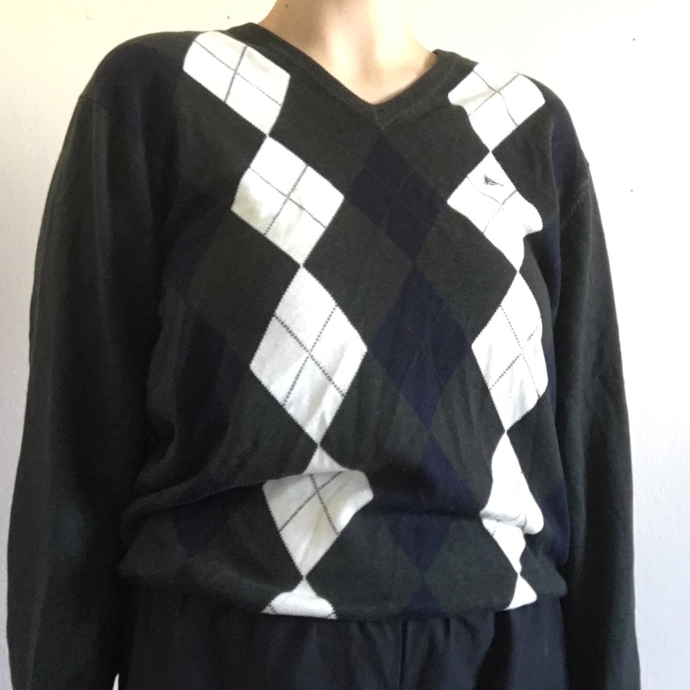 Argyle knit sweater mens
